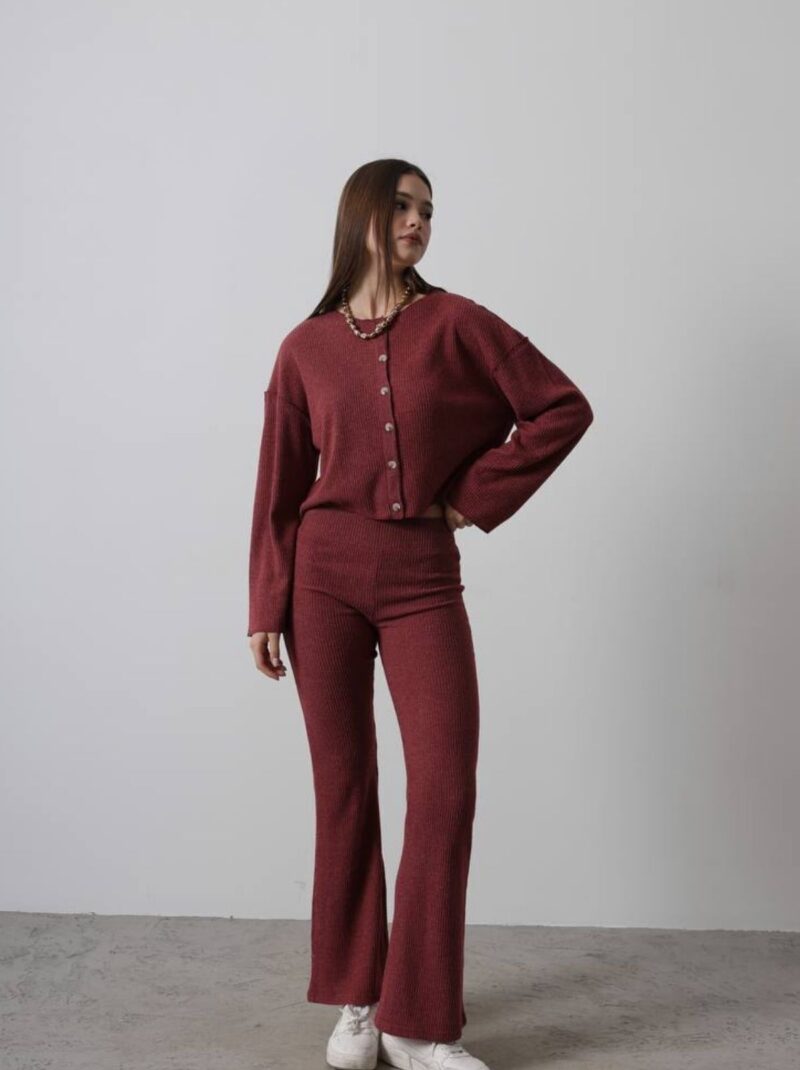 Kadın Örme Triko Takım Bordo