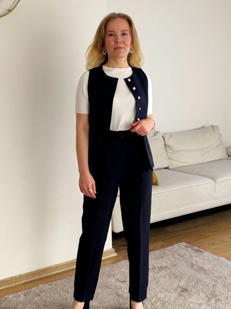 Kadın Pileli Havuç Pantolon Lacivert