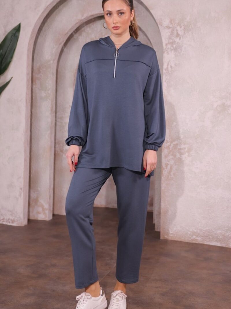 Kadın Kristal Modal Kumaşlı Kapüşonlu Alt Üst Takım